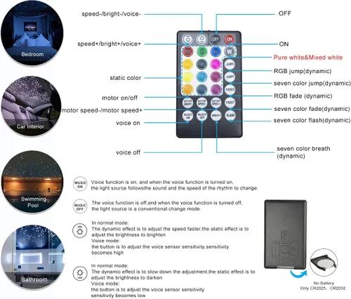 Miniatura 3 de Kits de iluminación de techo con luces de fibra óptica parpadeantes de 16 vatios, control Bluetooth, Azimom, luces de estrella, decoración de techo