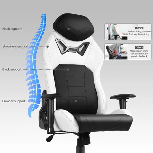 Miniatura 4 de Modern-Depo Sillas ergonómicas para juegos para adultos con espuma viscoelástica de alta densidad Silla de oficina cómoda giratoria, silla