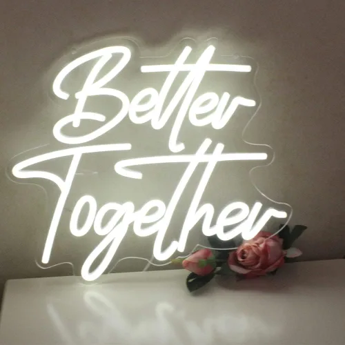 Miniatura 18 de DAKABUKA Better Together - Letreros de neón LED de neón blanco cálido para decoración de pared de despedida de soltera, fiesta de compromiso