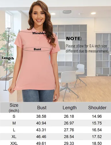 Miniatura 7 de MAGCOMSEN Women's Cotton Polo Shirts 3 Button Short Sleeve Cool Shirt Casual Work Collared Shirts