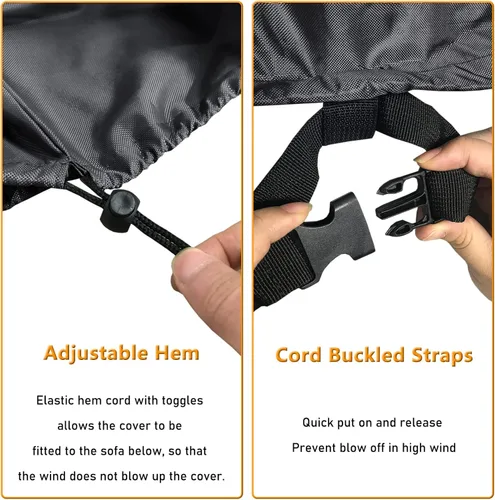 Miniatura 3 de STARTWO Funda impermeable para muebles de patio al aire libre, juego de 4 piezas para sillas, sofá biplaza y mesa de centro, resistente 420D, negro