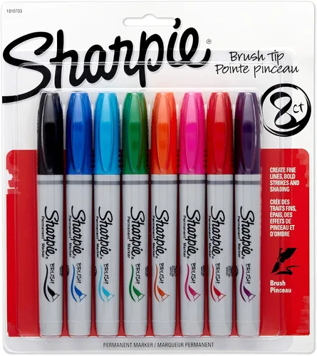 Sharpie Marcadores permanentes con punta de pincel, 8 marcadores de colores (1810703)