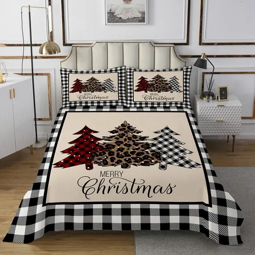 Miniatura 2 de Juego de ropa de cama rústica para niños, tamaño individual, para árbol de Navidad, decoración de dormitorio de niñas y adultos, colcha acolchada