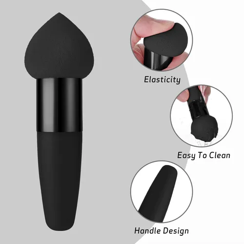 Miniatura 4 de Sibba Juego de 3 esponjas de maquillaje, corrector de base, soplo de mezcla con mango aplicador de cepillo en ángulo, embalaje portátil para cara