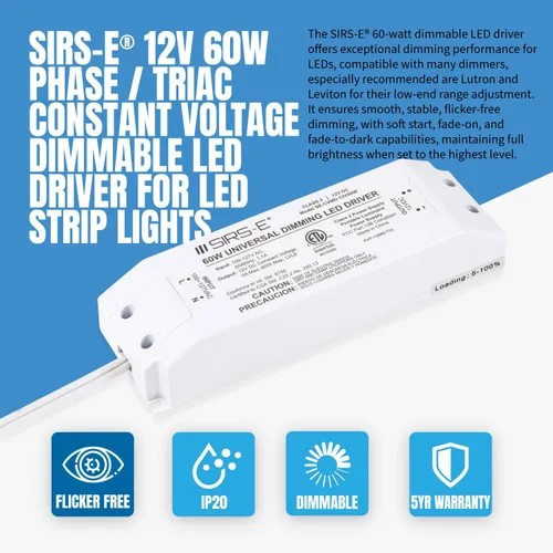 Miniatura 6 de SIRS-E StripFlexLED - Tira de luces LED blancas, 12 V, 60 LEDs/m, 2700 K, blanco cálido, 16.4 pies (16.4 ft), certificación UL, fabricada en Estados
