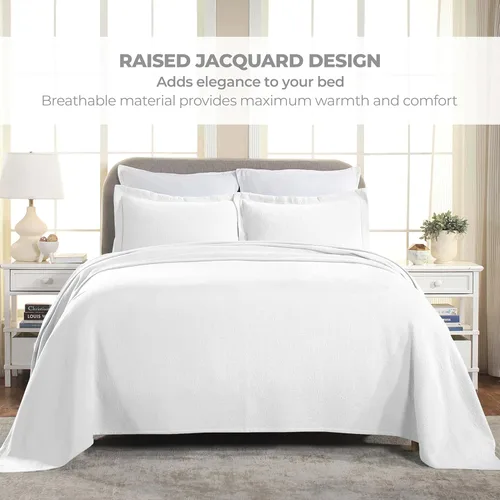 Miniatura 4 de Superior colcha de una plaza de jacquard y matelasse 100 % algodón de alta calidad, turquesa, individual Blanco