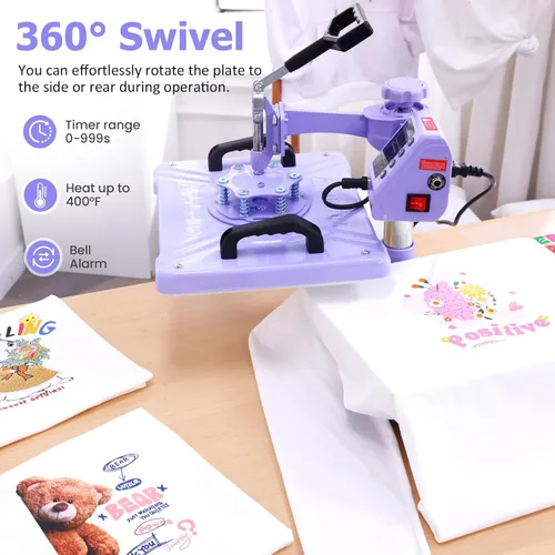 Miniatura 2 de AKEYDIY Máquina de Prensa de Calor 5 en 1 Mejorada para Camisetas 12X15 Pulgadas, Máquina de Prensa de Camisetas con Giro de 360° para Sublimación