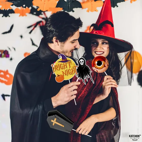 Miniatura 5 de KatchOn, Juego de accesorios de Halloween, paquete de 35 Accesorio de cabina de fotos del Día de los Muertos para decoraciones de fiesta mexicana