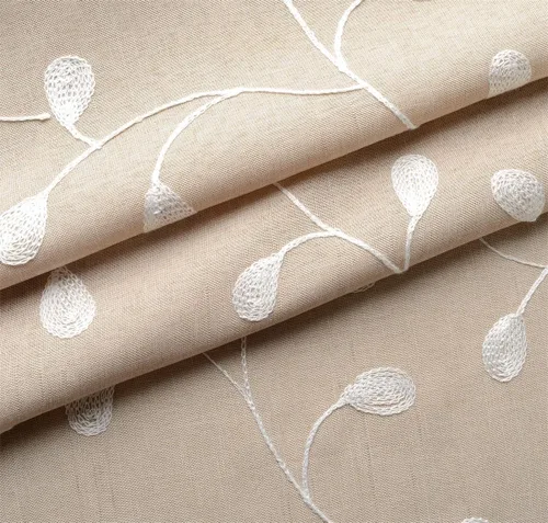 Miniatura 6 de MIUCO Cortinas Semitransparentes con Bordado Floral de Lino Sintético con Ojales para Ventana para Sala de Estar 52 x 95 Pulgadas Juego de 1 Par