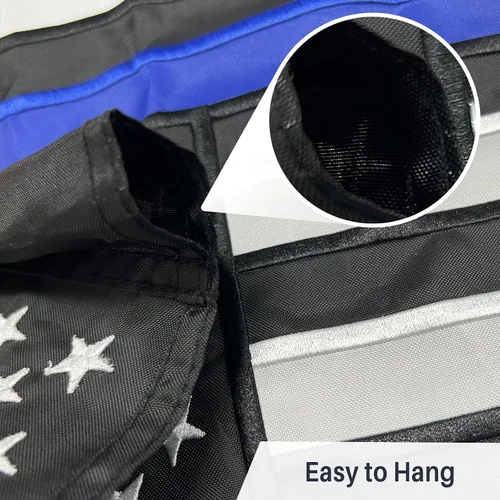 Miniatura 5 de AMZFLAG Bandera de jardín de línea azul fina de 12 x 18 pulgadas, banderas bordadas de jardín de policía para exteriores, bandera americana pequeña