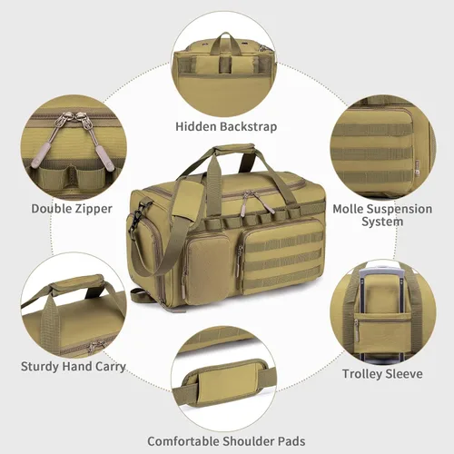 Miniatura 5 de Bolsas de gimnasio para hombres, 35L55L, bolsa de lona táctica, bolsa de viaje deportiva, bolsa de gimnasio, fin de semana, mochila nocturna