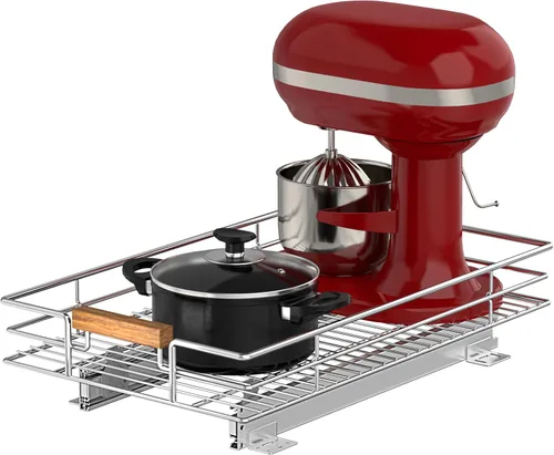 Mount Walker Organizador de gabinete extraíble (14 pulgadas de ancho x 21 pulgadas de profundidad), estantes de despensa deslizables resistentes,