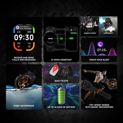 Miniatura 3 de CARBINOX Blaze Reloj Inteligente con GPS – Rastreadores de Fitness Resistentes, Resistente al Agua IP69K, 170+ Modos Deportivos, Gorilla Glass