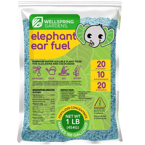 Wellspring Gardens - Fertilizante para plantas de combustible para orejas de elefante, fórmula de alimentos vegetales para alocasias y colocasias,