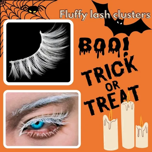 Miniatura 2 de Pestañas postizas blancas de Halloween, herramientas de extensión, anime japonés, cosplay, maquillaje natural, para fiesta de máscaras, pestañas