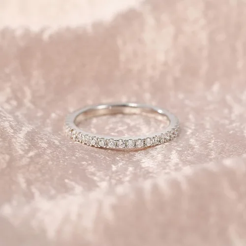 Miniatura 3 de EAMTI anillo de compromiso chapado en oro blanco de 14quilates, 564 de pulgada, con circonita, anillo de compromiso apilable, tamaños 3-13
