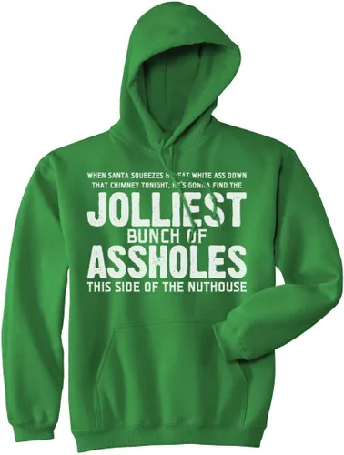 Crazy Dog T-Shirts Jolliest Bunch of A-holes Sudadera con capucha divertida Feliz Navidad sarcástica diciendo genial