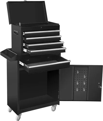 Road DAWG ATBT1204D-BLACK Torin - Organizador de herramientas de taller de garaje rodante: caja de herramientas desmontable de 4 cajones con armario