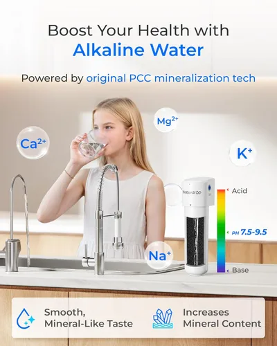 Miniatura 4 de Waterdrop Sistema de filtro de agua alcalina para fregadero WD-ALK16, agua mineralizante a 9.5 pH, certificado NSF/ANSI 372, compatible con sistemas