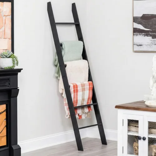 Miniatura 11 de Escalera para manta para sala de estar y dormitorio, 5 pies y 8 pulgadas, 6 niveles laminados inclinados para pared, construcción sin enredos