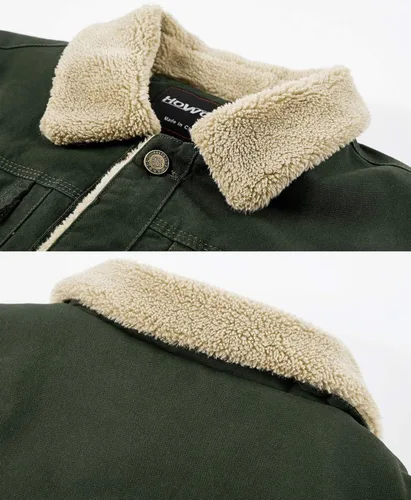 Miniatura 4 de How'on - Chaqueta estilo militar de algodón con forro para hombre, diseño con cuello y botones, prenda casual para invierno
