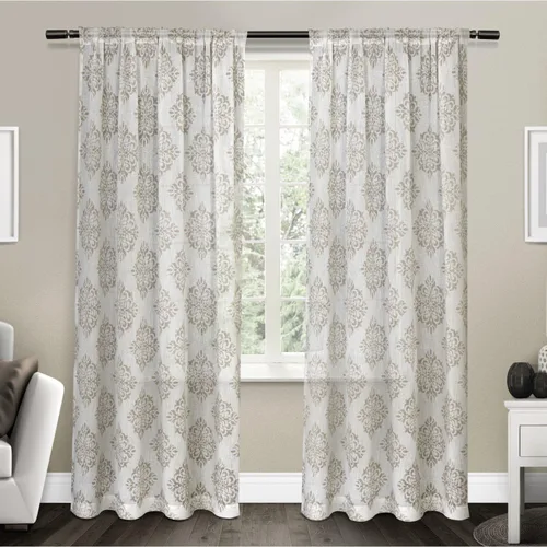 Miniatura 13 de Exclusive Home Nagano Medallion - Par de paneles de cortinas de lino belga con bolsillo para barra, 54 x 96 pulgadas, color gris paloma