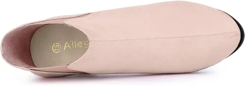 Miniatura 5 de Allegra K Botines Chelsea con tacón redondo y puntera redonda para mujer