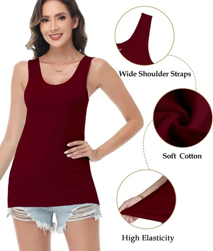 Miniatura 4 de wirarpa Camisetas sin mangas de algodón para mujer, cómodas, capa base, paquete de 2