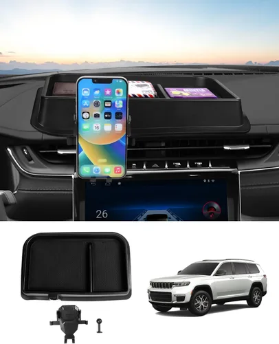 Autorder Soporte de teléfono para Jeep Grand Cherokee 2022 2023 2024 2025/Grand Cherokee L 2021 2022 2023 Organizador de tablero de consola central