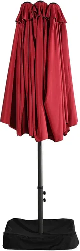 Miniatura 7 de Boyel Living Sombrilla de patio de 15 pies con base incluida, sombrilla de doble cara para exteriores, sombrilla extragrande para patio Rojo