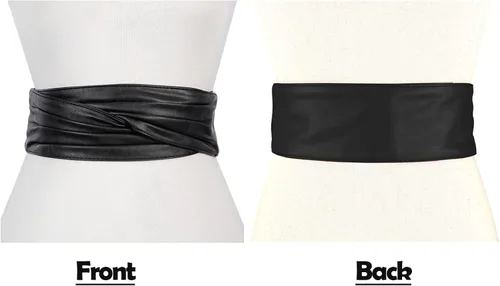 Miniatura 3 de TonJin Cinturón de cuero ancho para mujer, correa de cintura ajustable con cierre de velcro, cinturón de vestir de moda para mujer
