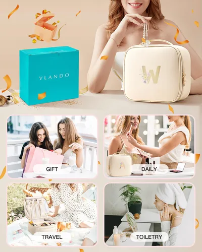 Miniatura 6 de Vlando Regalo para Mujeres,Bolsas de Maquillaje de Viaje para Mujeres,Regalos de Cumpleaños para Amigas, Ideas de Regalo de Cumpleaños Iniciales