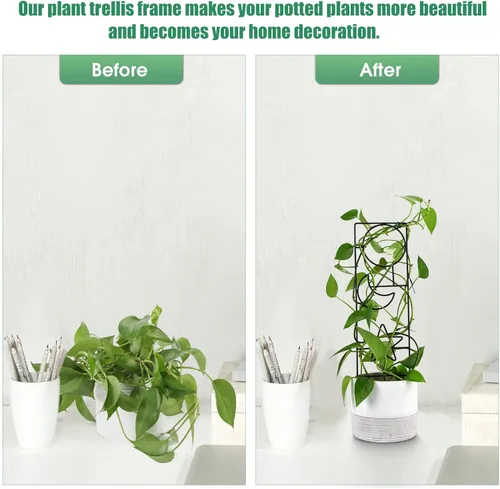 Miniatura 5 de Wellsign Enrejado para plantas trepadoras en interiores, enrejado pequeño de metal para plantas de interior de jardín de 15.94 pulgadas para plantas