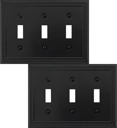 Miniatura 43 de OKAWYC Cubierta de Interruptor de Luz de Tomacorriente Dúplex Individual Belaire de Metal con Cuentas para Pared, Paquete de 4 Latón Antiguo 1 Gang