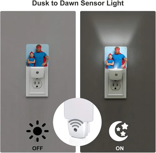Miniatura 3 de Futterya Luz nocturna LED personalizada enchufable, juego personalizado de 2 lámparas de decoración con sensor automático del atardecer al amanecer
