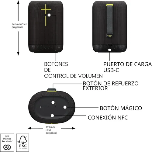 Miniatura 5 de Ultimate Ears EPICBOOM, altavoz Bluetooth portátil impermeable, graves grandes, sonido de 360 grados, altavoces inalámbricos, IP67, batería de 17
