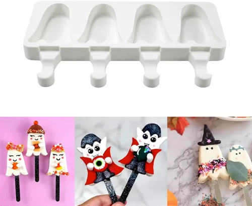 Miniatura 3 de Molde de silicona para paletas – Máquina de helados suave y lisa (2 piezas, blanco)