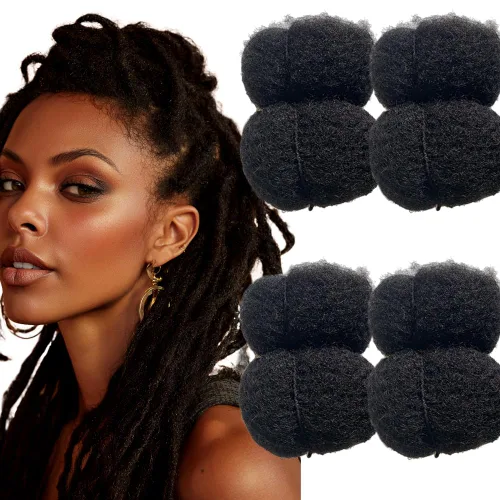 Miniatura 15 de Cabello humano afro ajustado para rastas, ideal para hacer mechas, reparar extensiones, torcer o trenzas, 4 manojos por paquete, rubio claro #613