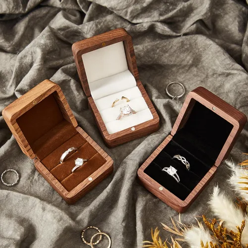 Miniatura 2 de Roycraft Caja para anillos con 2 ranuras, forro blanco para propuesta, boda, ceremonia, día de compromiso