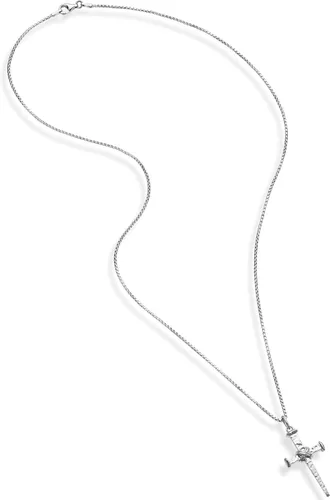 Miniatura 2 de Miabella Collar con colgante de cruz de cuerda italiana, cadena de rodio o oro amarillo de 18 quilates sobre plata de ley 925, fabricado en Italia