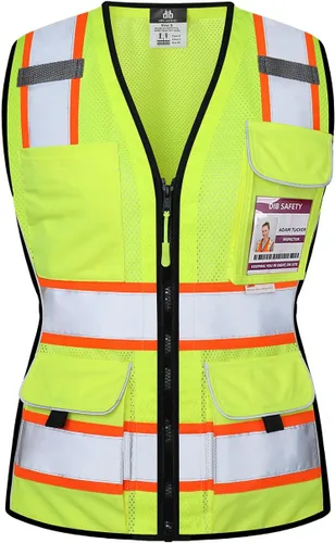 Miniatura 6 de Dib Safety - Chaleco para mujer con bolsillos, chaleco reflectante de malla de alta visibilidad, clase 2 ANSI hecho con cinta reflectante 3M, morado