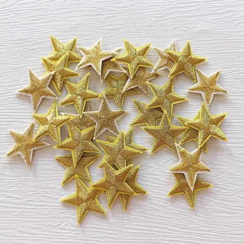 Miniatura 2 de 30 parches para planchar con estrellas doradas, apliques bordados para ropa, chaquetas, sombreros, mochilas, jeans (1.2 pulgadas)