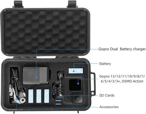 Miniatura 2 de Smatree Estuche Rígido Compacto Impermeable Compatible para GoPro Hero 13/12/11/10/9/8/7/6/5/2018/AKASO Brave 7 LE/DJI Osmo Action, Portátil, Verde