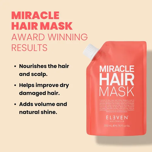 Miniatura 2 de ELEVEN AUSTRALIA Miracle Hair Mask for Dry Damaged Hair - Tratamiento acondicionador profundo para hombres y mujeres, restaura la humedad y ayuda a
