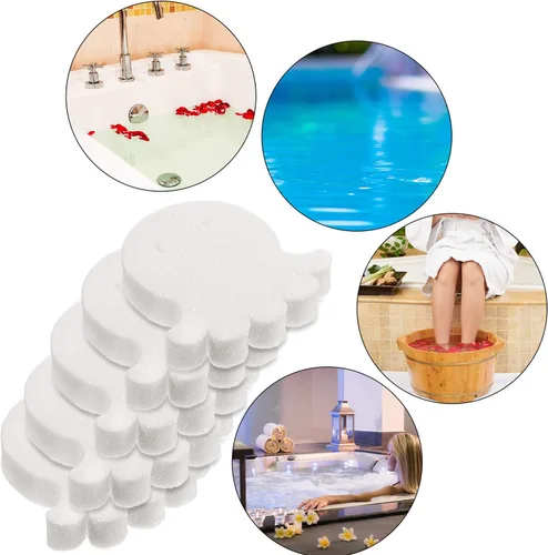 Miniatura 4 de Boao 16 esponjas absorbentes de aceite para bañera de hidromasaje, piscina y spa (pulpo, blanco)