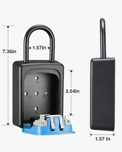 Miniatura 8 de Puroma Caja de Seguridad, Caja de Seguridad Grande con Llave, Código de Combinación Reiniciable, Caja de Seguridad Portátil para Montaje en Pared