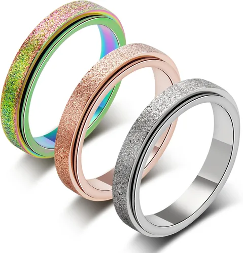 Anillo giratorio para la ansiedad: anillo antiestrés para mujeres, regalo antiansiedad para adolescentes y niños (talla 6-10)