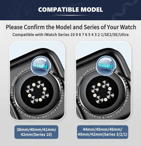 Miniatura 2 de BINLUN Compatible con las bandas de Apple Watch de 38 mm, 40 mm, 41 mm, 42 mm, 44 mm, 45 mm, 46 mm, 49 mm para mujeres y hombres, correas de reloj