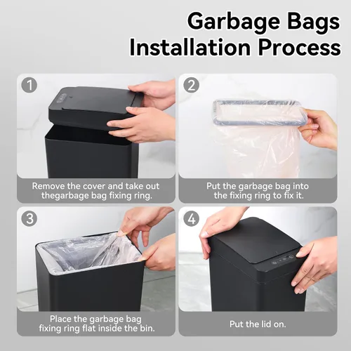 Miniatura 5 de kaylowe - Cubo de basura automático para baño de 2.6 galones, juego de 2 cubos de basura pequeños sin contacto, con sensor de movimiento delgado