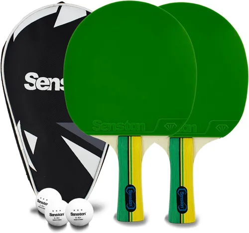 Senston Juego de entretenimiento familiar de paletas de ping pong para entretenimiento o competición - Juego de paletas de ping pong Verde